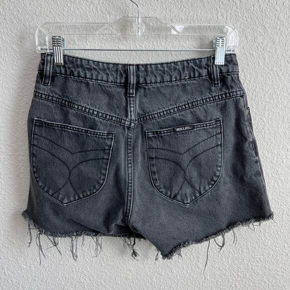 Rolla's Original Shorts Women's 26 Black High Rise Cut Off Button Fly Denim - Picture 4 of 8
